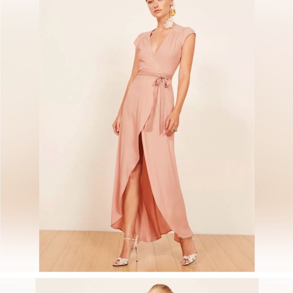 Reformation Pink Wrap Dress- size S